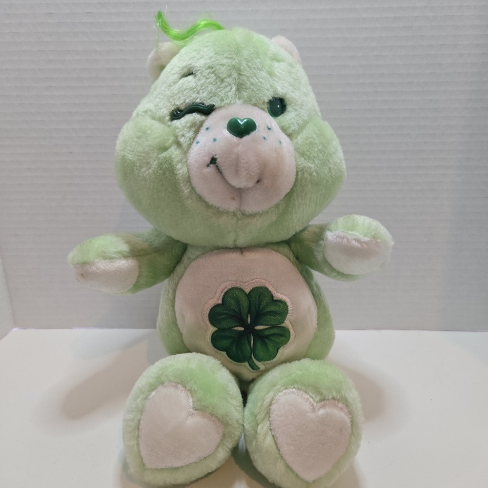 Kenner Care Bears‎ 1983 Vintage 13" Winking Good Luck Bear Green Shamrock Plush